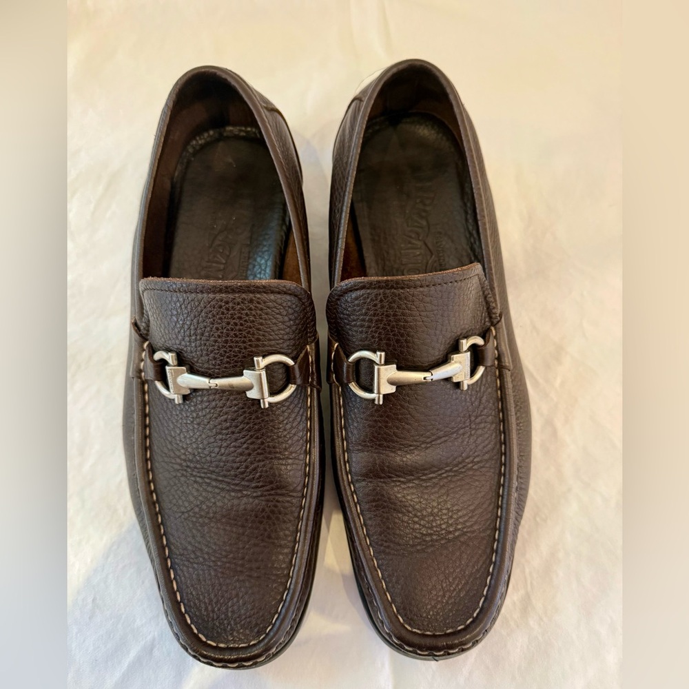 Salvatore Ferragamo "Magnifico" Dark Brown Calf Skin Leather Slip-On-EUC